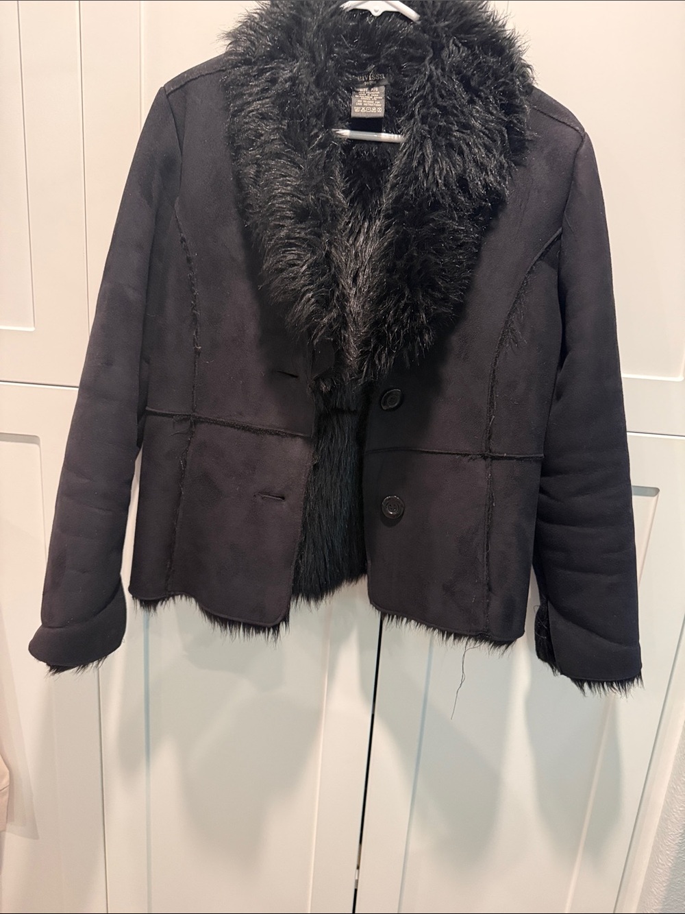 Black Faux Shearling Trim Short Jacket